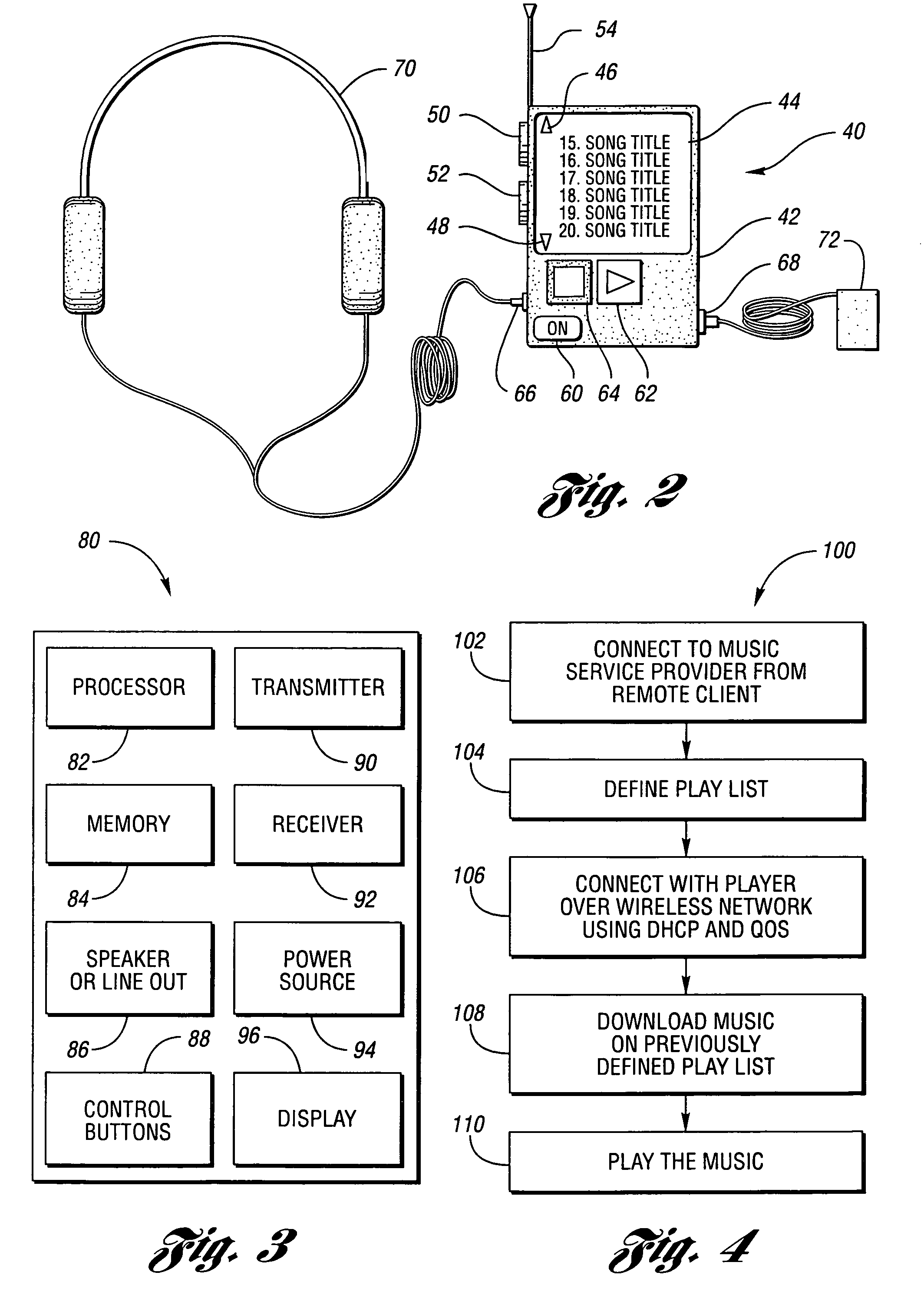 Portable wireless player and associated method