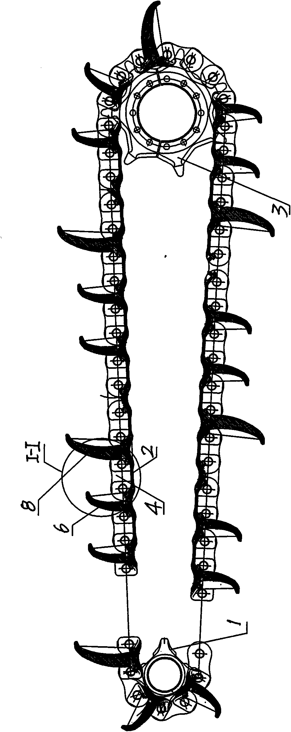 Upper and lower combined scraping plate transmission mechanism for track type ballast scarifiers