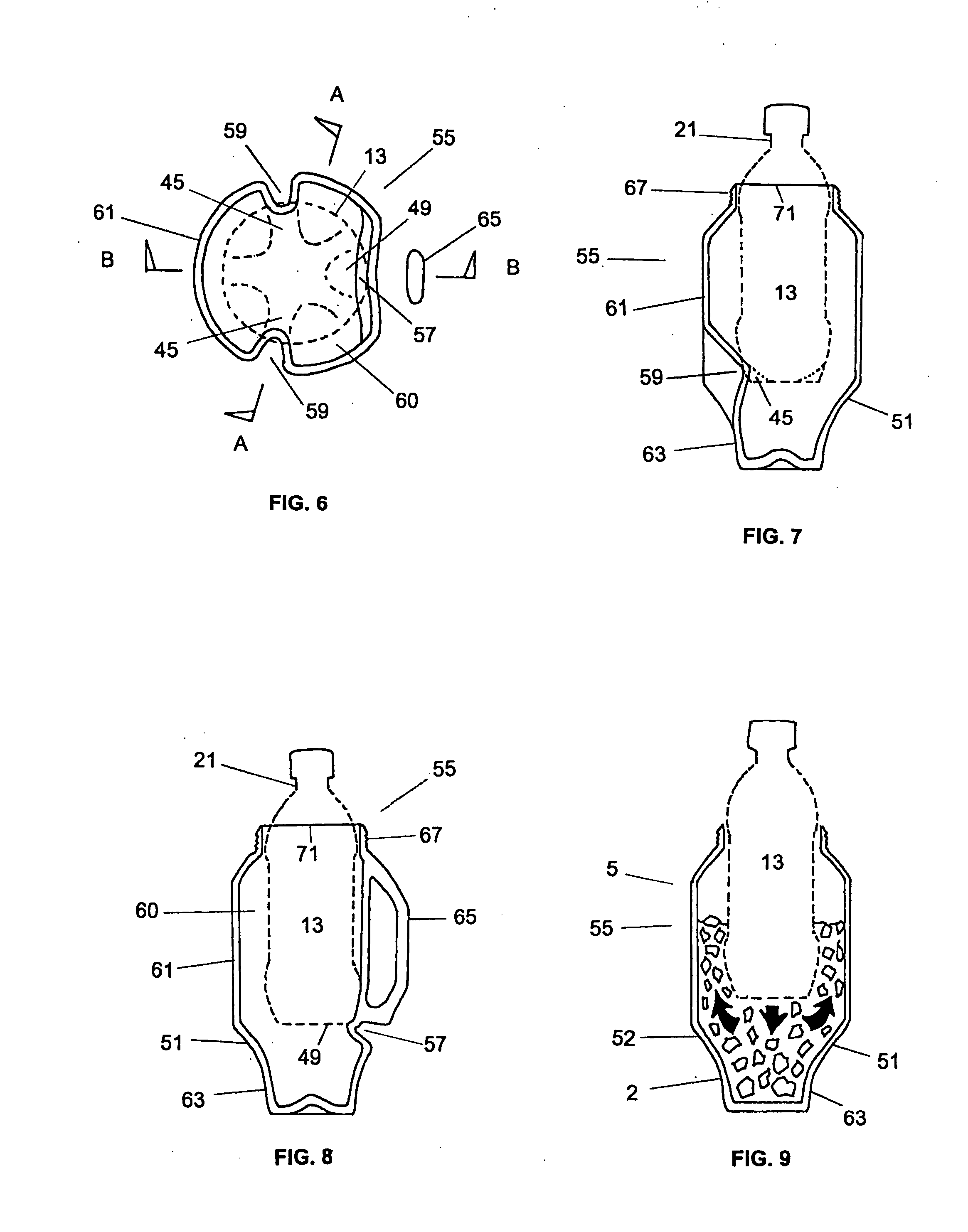 Beverage bottle cooling method and apparatus with assembly for holding ice and water