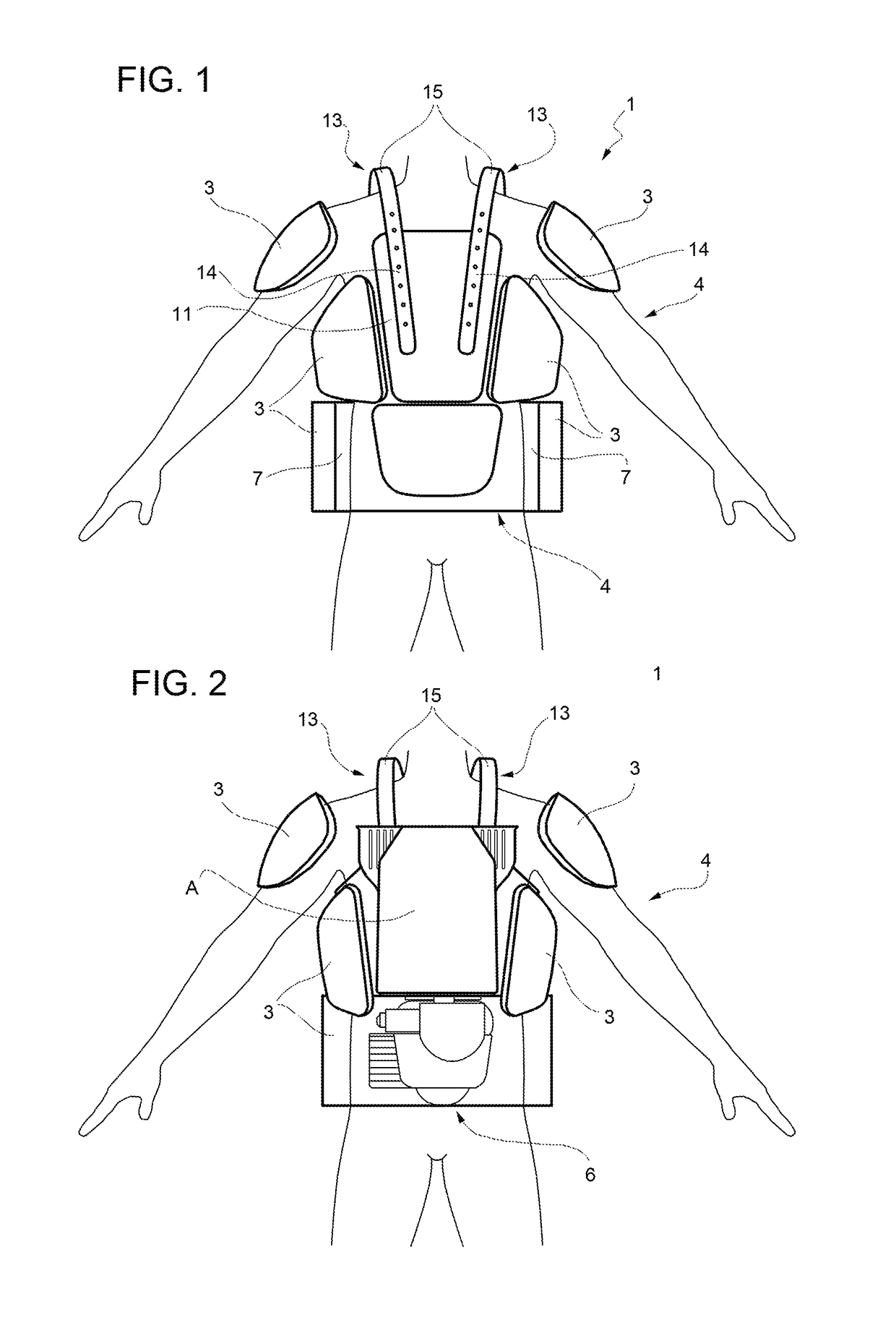 Wearable supporting structure for supporting ballistic protections and/or military equipment