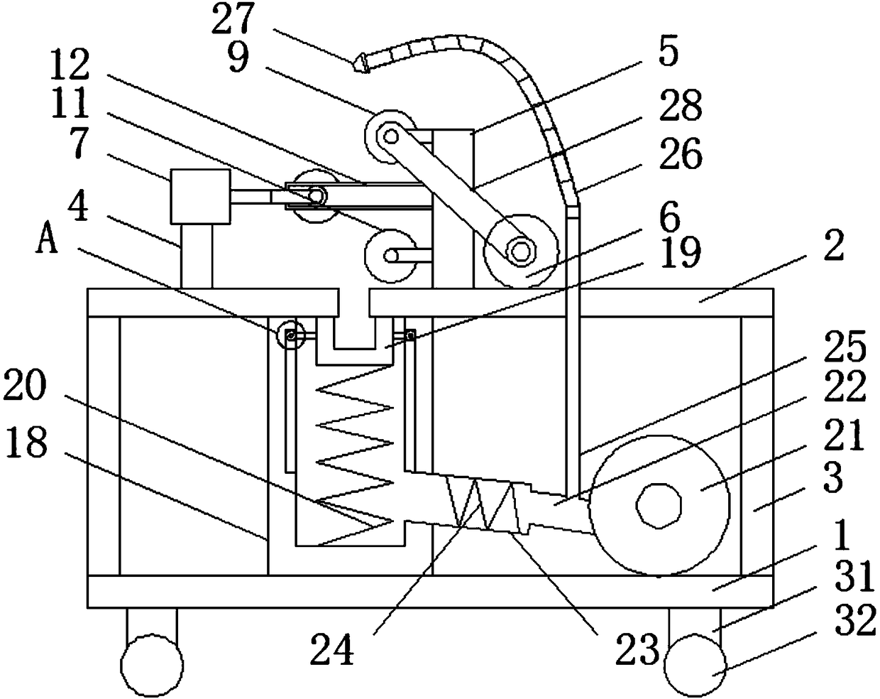 High-reliability bending device for plastic processing and bending method