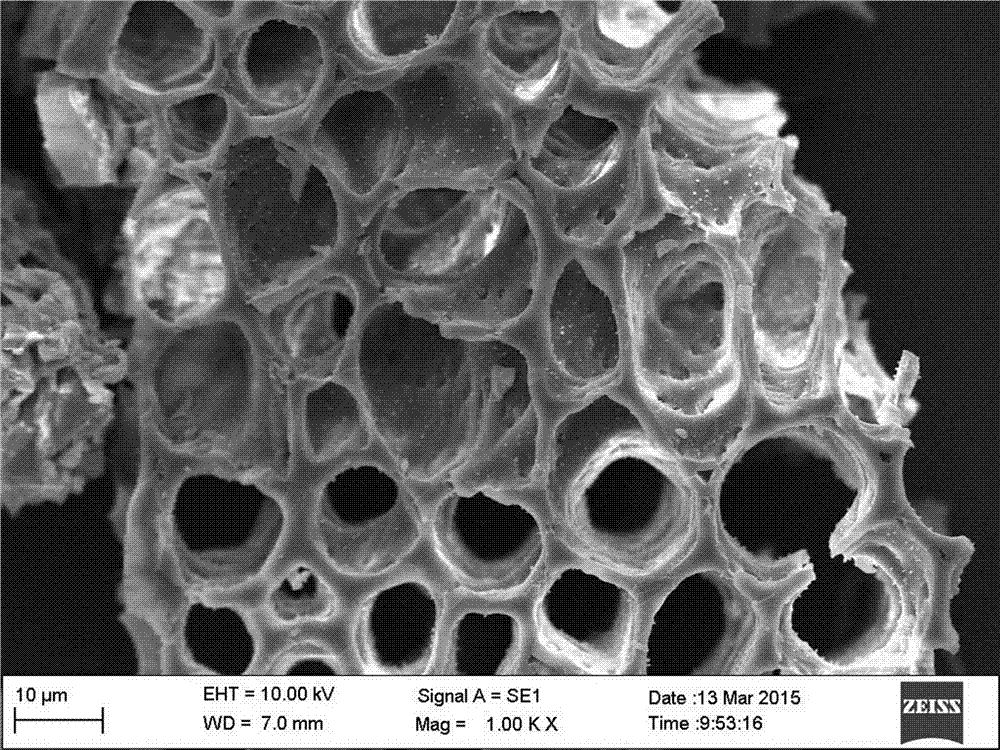 Method for preparing large-particle foam carbon by using corncob