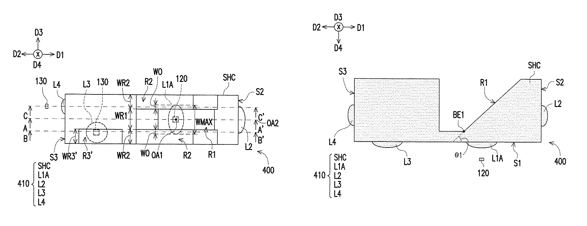 Beam-splitting integrated optical element and optical transmitter module