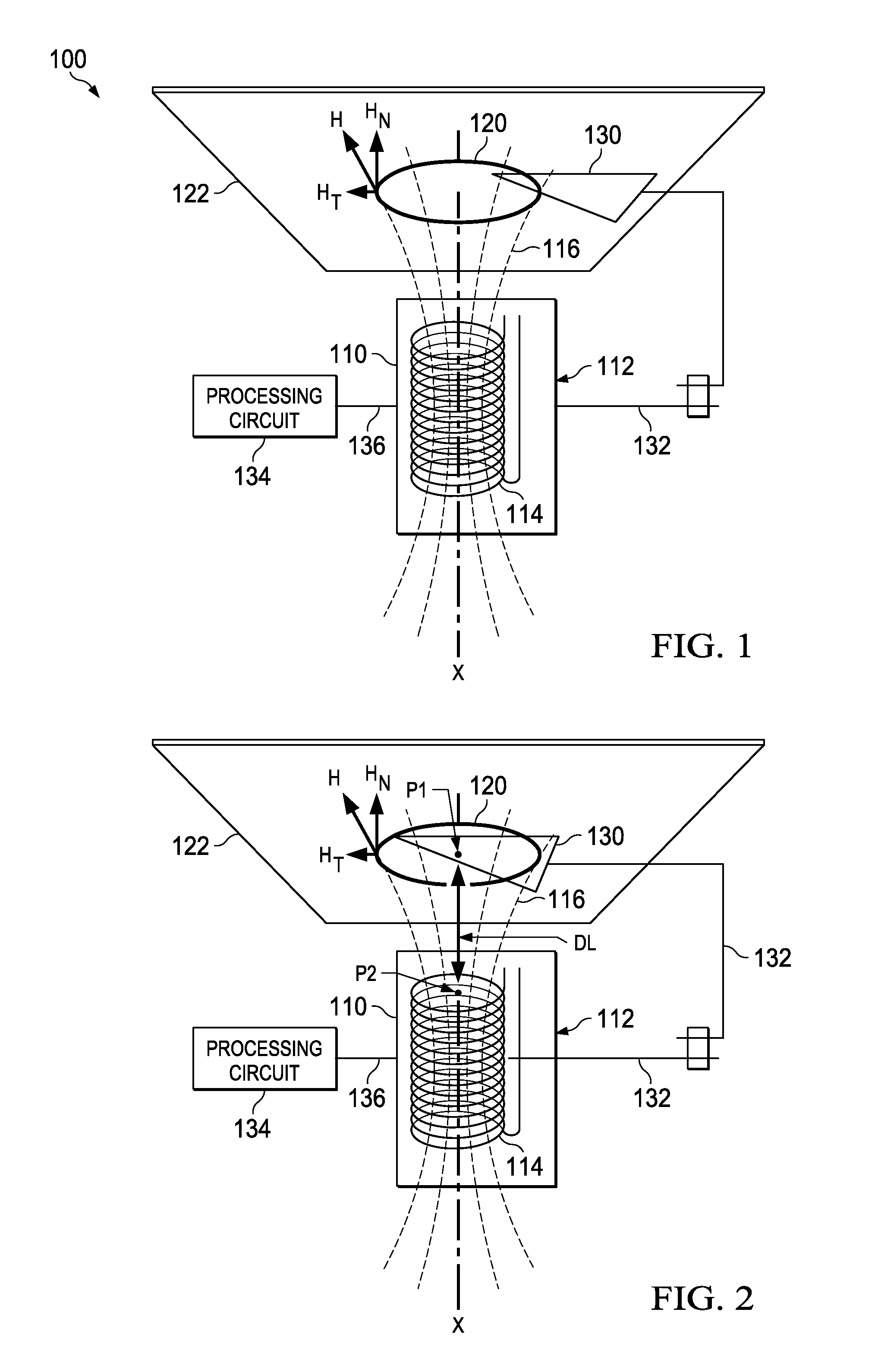 Inductive sensing including inductance multiplication with series connected coils