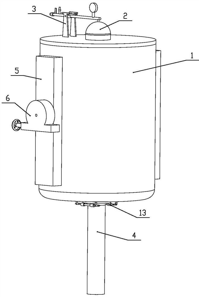 Vertical ladle for vacuum suction and injection of liquid rare earth metal