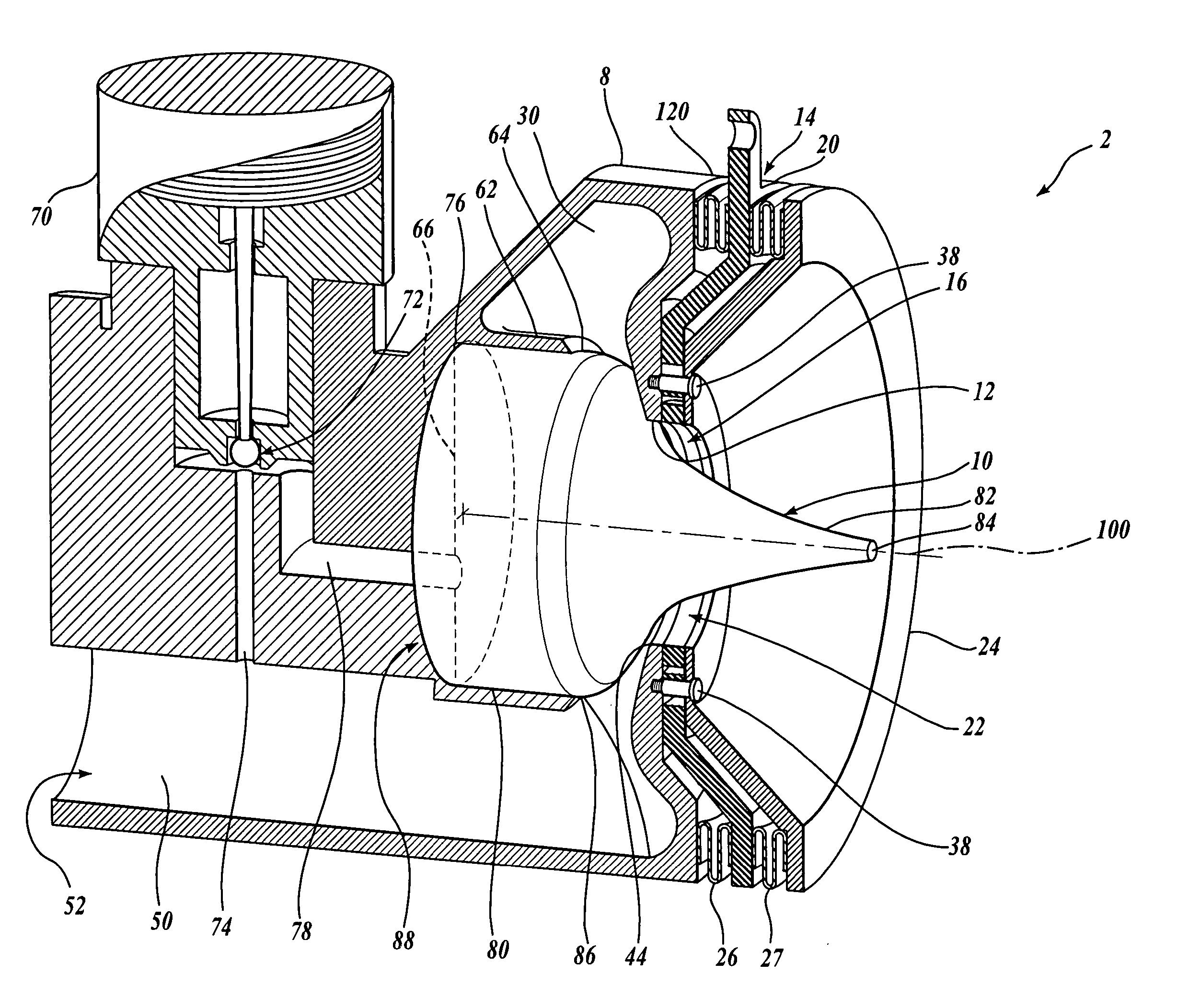Thrust vector control system for a plug nozzle rocket engine