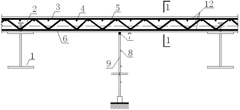 Composite floor with steel bar trusses, profiled steel plate and regenerated concrete, and manufacturing method for composite floor