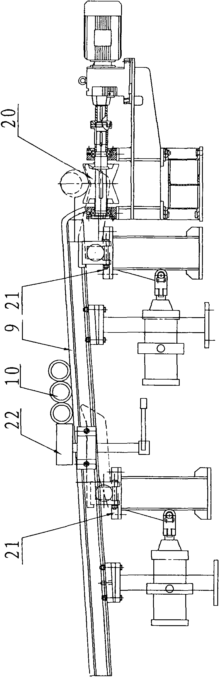 Steel pipe stop and feed device