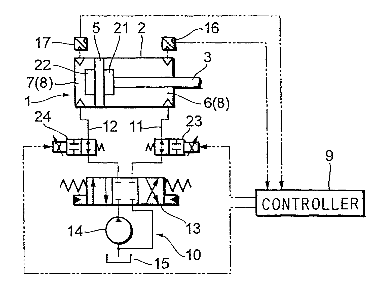 Control apparatus for hydraulic cylinder