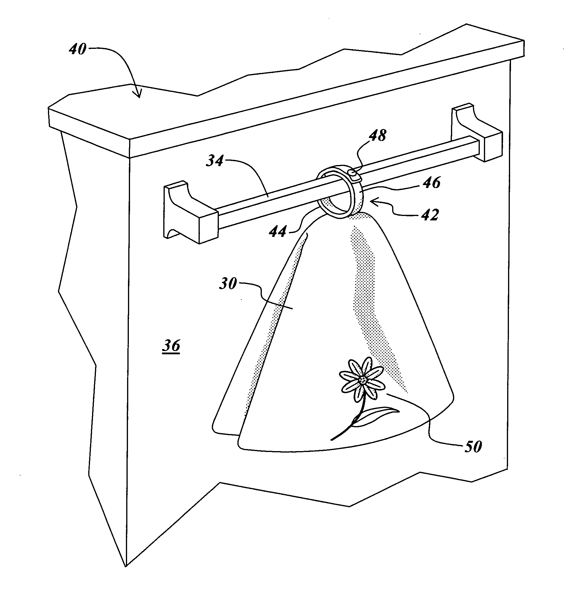 Method and apparatus for releasably attaching a towel to a close-ended rod
