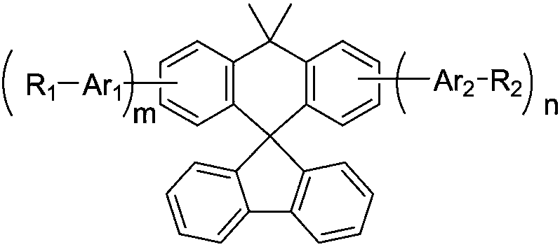 Compound containing spiro-dimethyl anthracene fluorene and application of compound