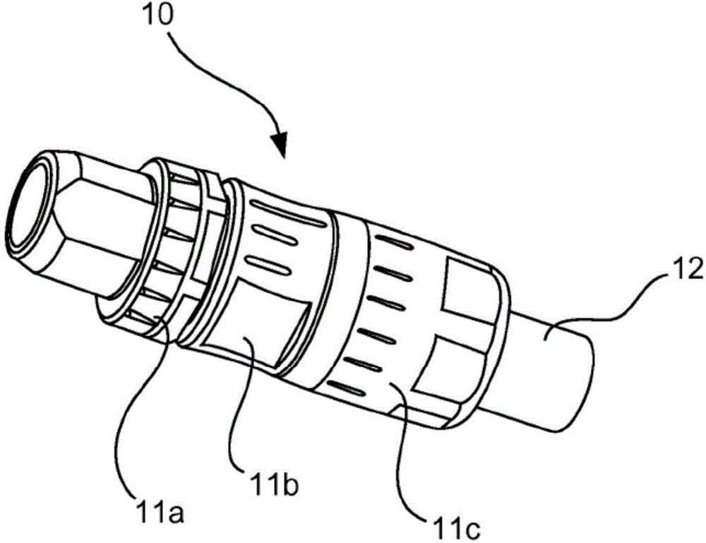 Insulating body having integrated shield element