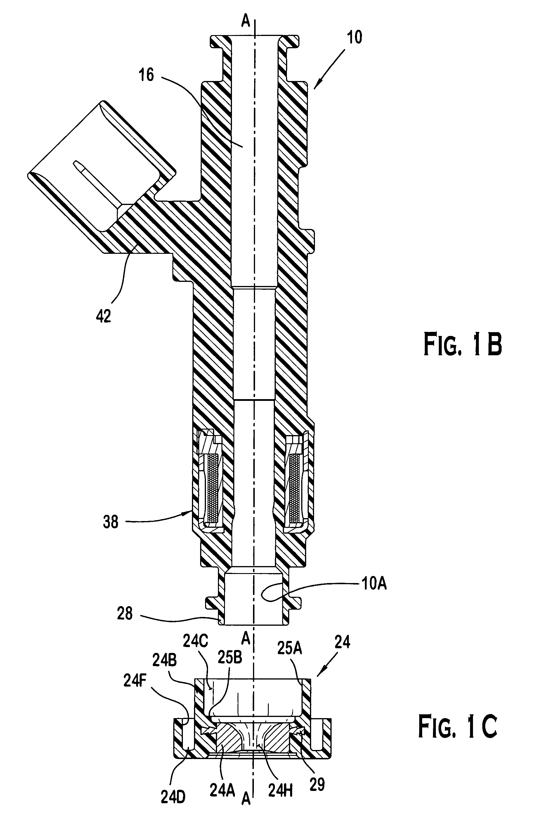 Fuel injector with a metering assembly having at least one annular ridge extension between a valve seat and a polymeric valve body