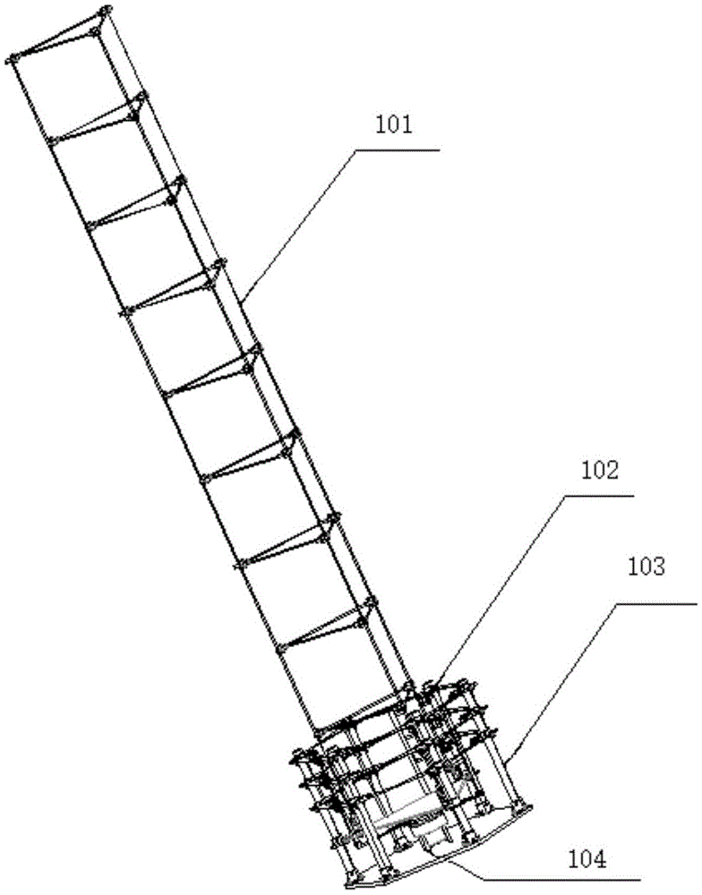Coiling type telescopic arm capable of achieving segmental, sequential and progressive expanding