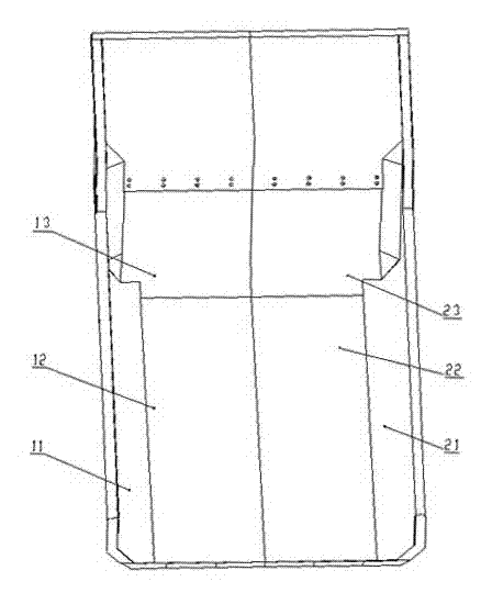 Two-section packing case structure of mining dump truck