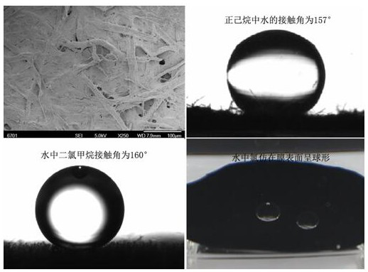 An underwater super-oleophobic and sub-oil super-hydrophobic material for oil-water emulsion separation and a solvent-free preparation method thereof