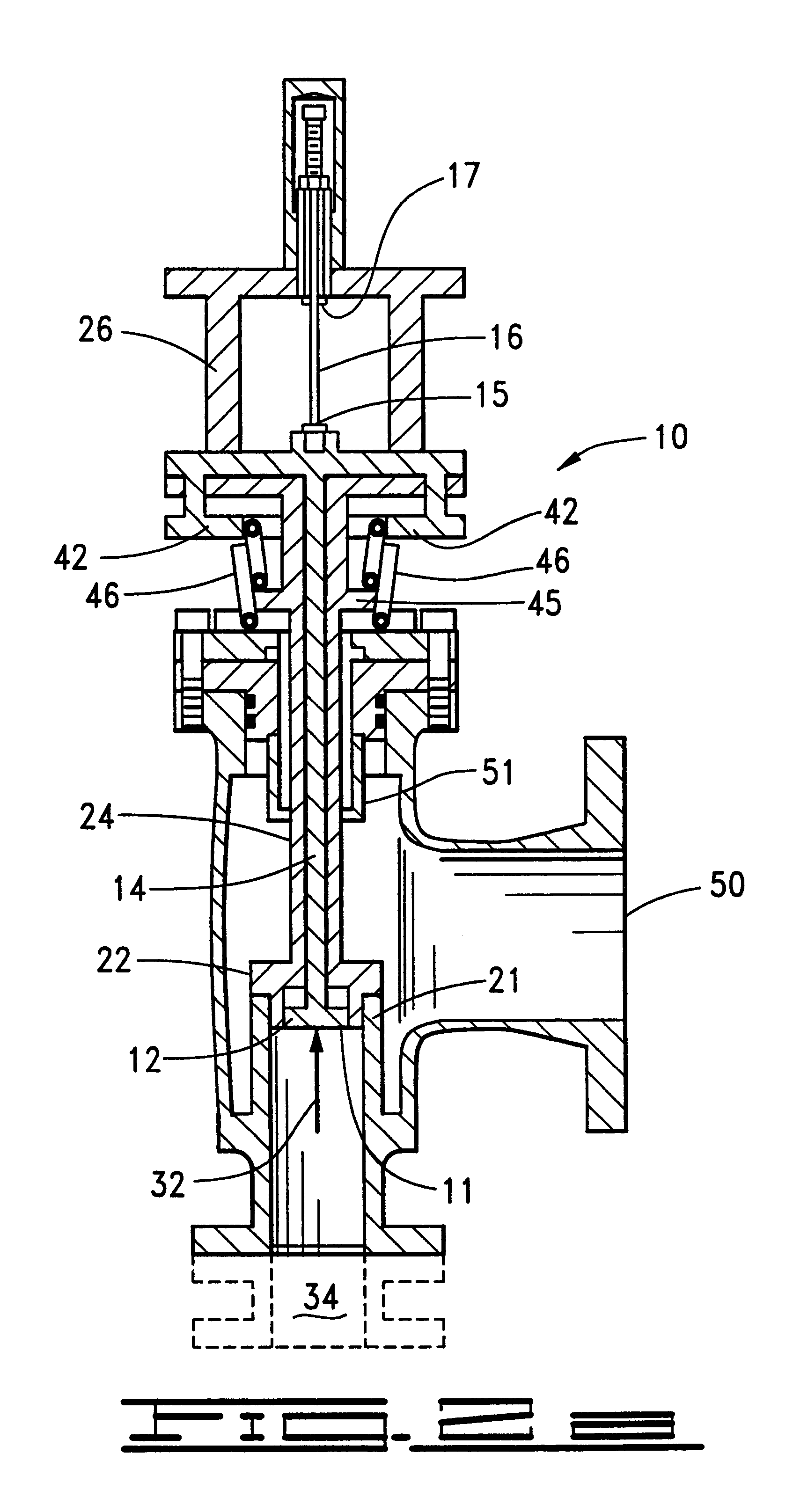 Buckling pin actuated, pilot operated pressure relief valve