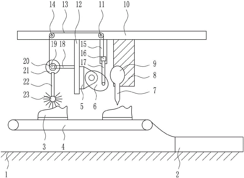 Ornament adhesion device for shoe making
