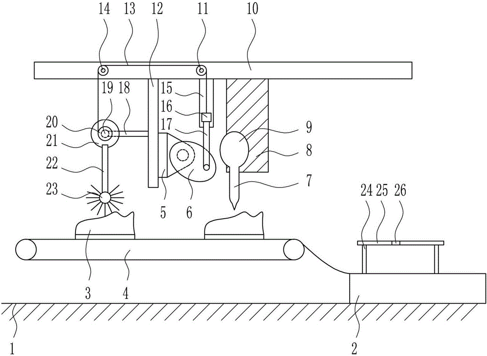 Ornament adhesion device for shoe making