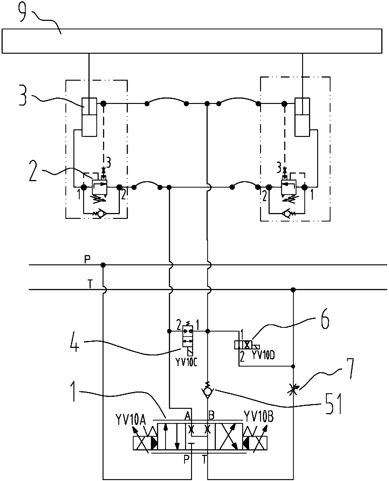 Differential opening and closing mold balance loop, opening and closing mold control method and vulcanizing machine