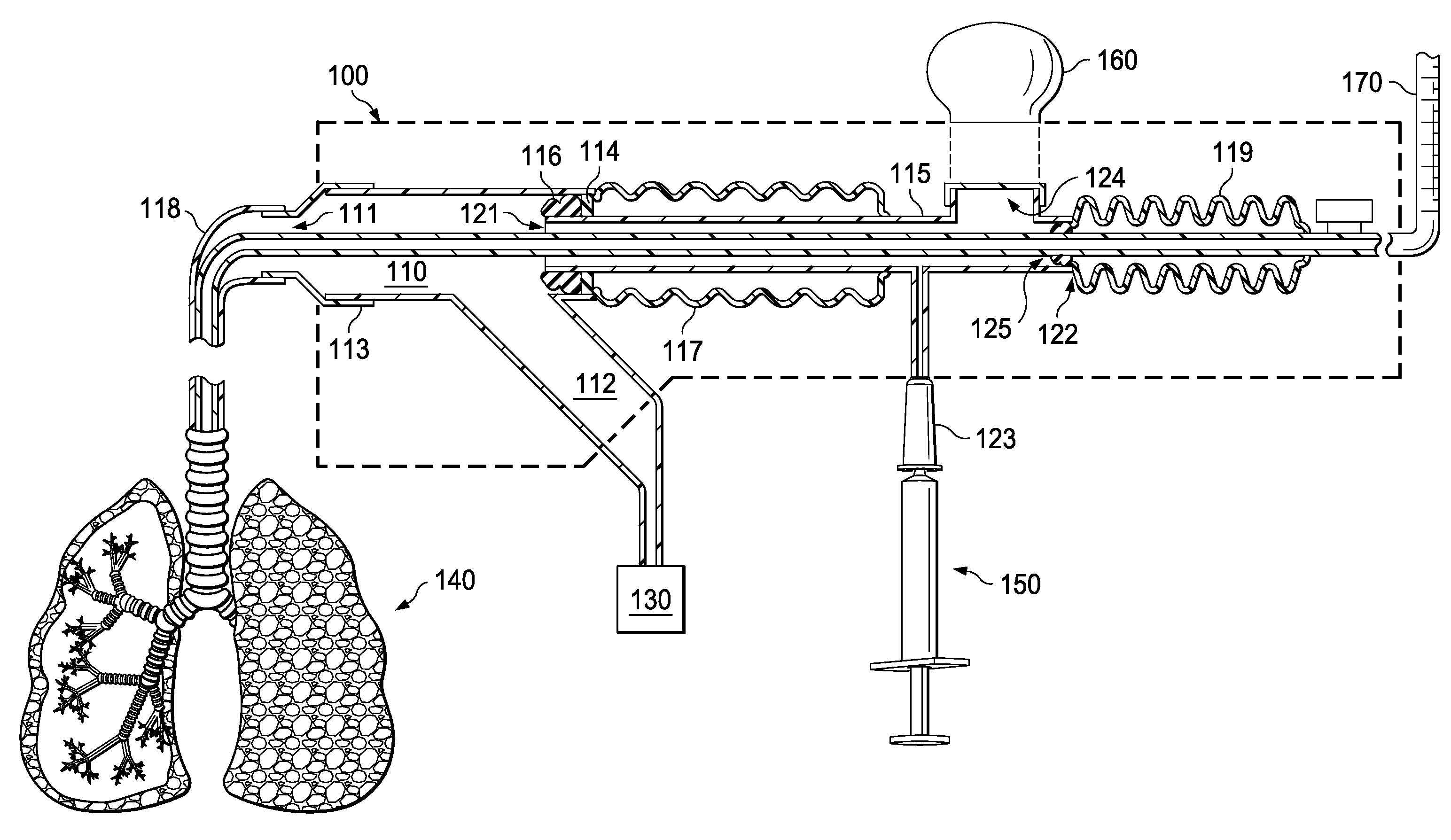 Device for secretion removal, manual ventilation and determination of in vivo lung mechanics without circuit disconnection