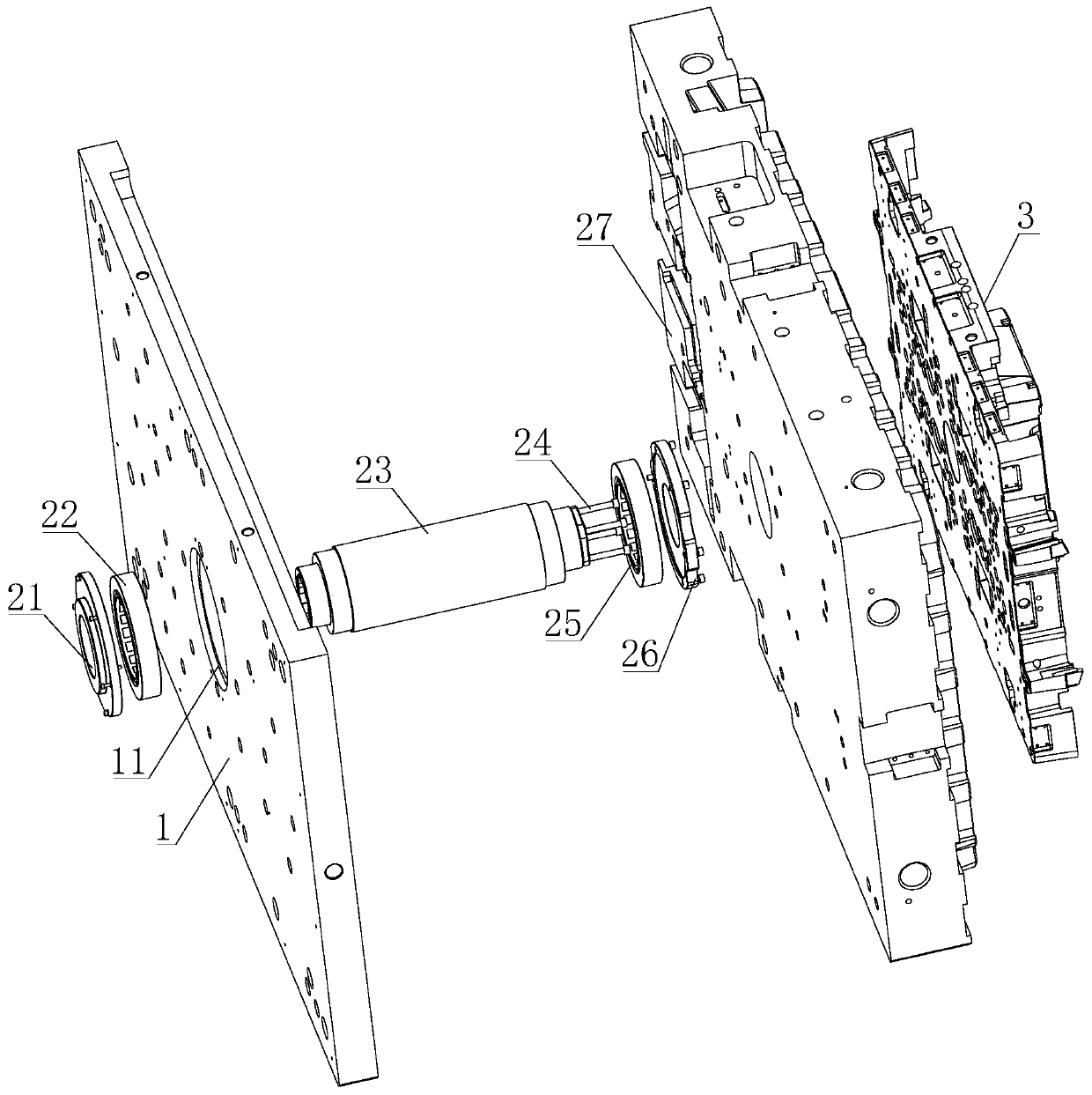 Large double-color forming rotary shaft mechanism applied to automobile product mould