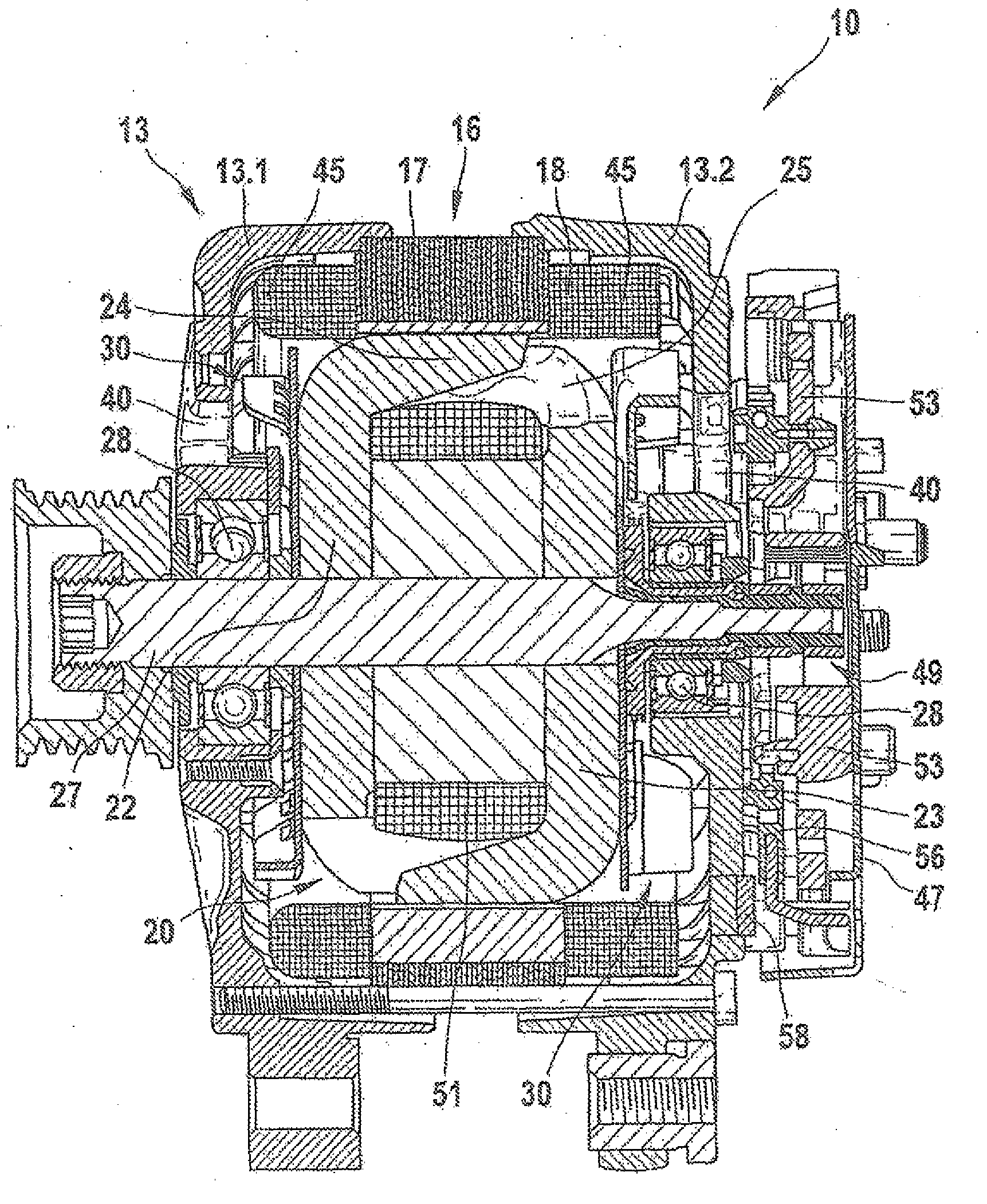 Electrical machine having a contact element for electrically connecting electrical components