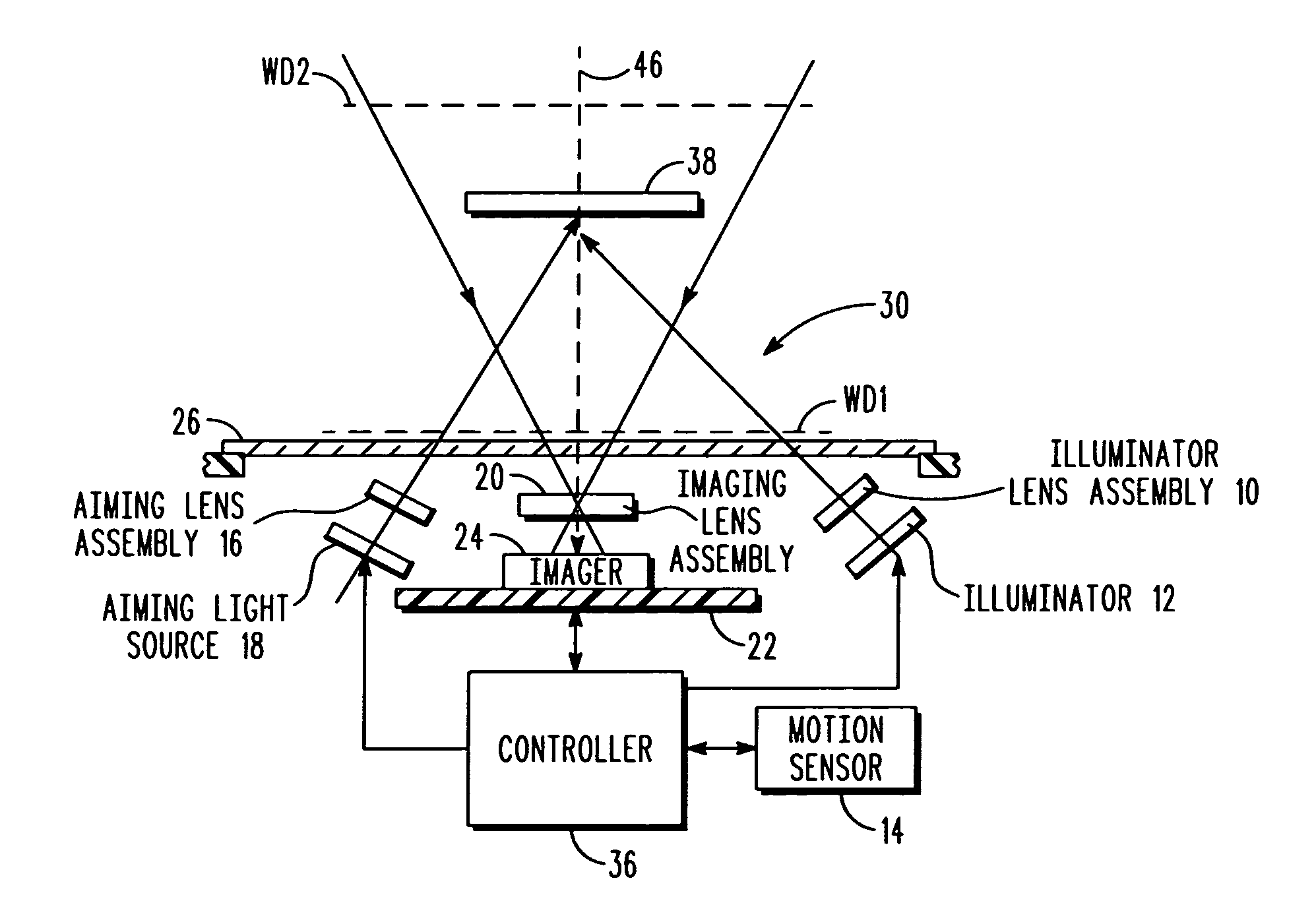 Arrangement for and method of controlling image capture parameters in response to motion of an imaging reader