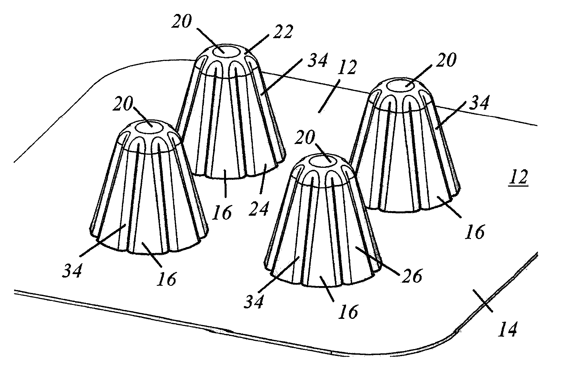 Modular energy absorber with ribbed wall structure