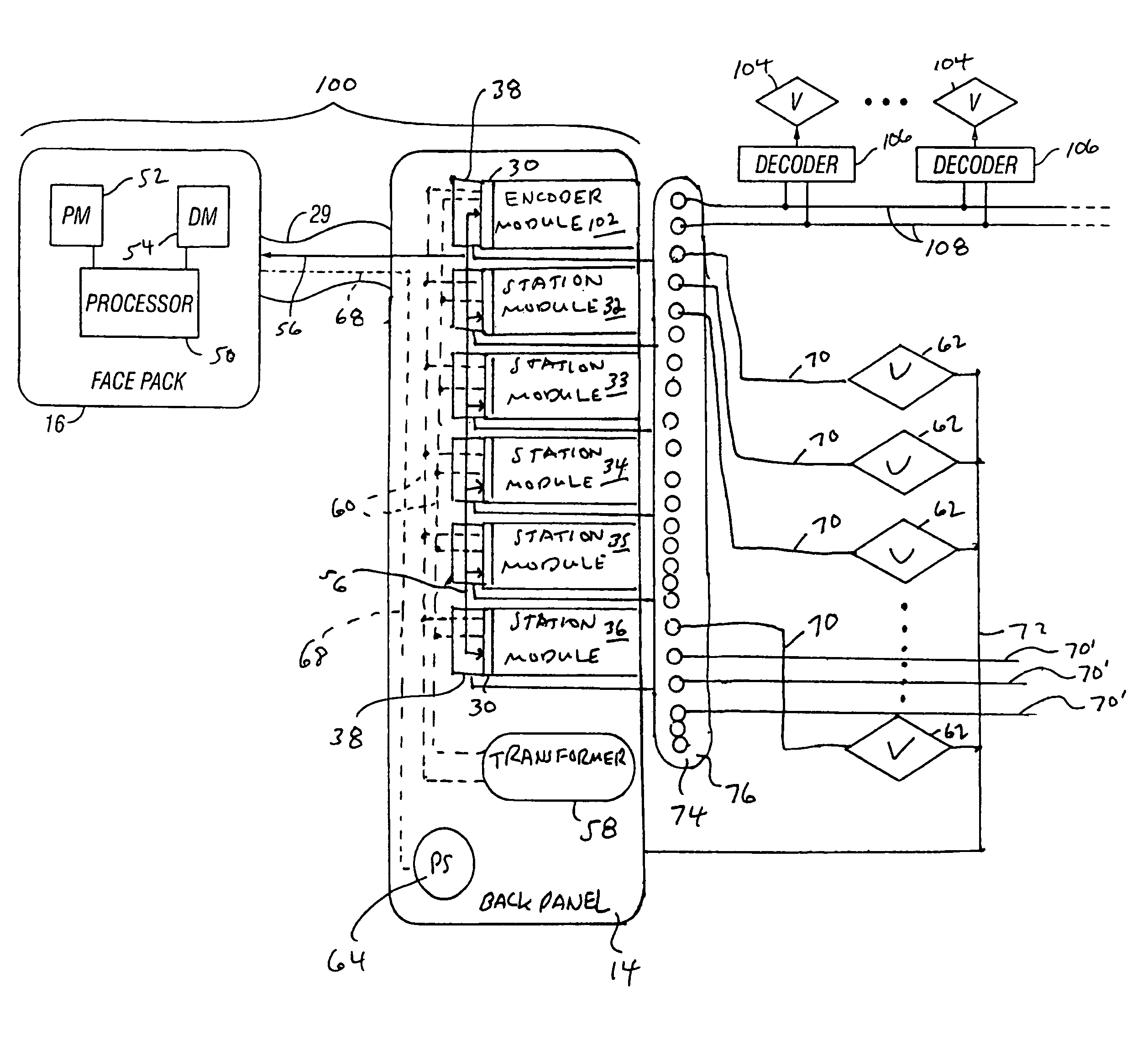 Modular irrigation controller with separate field valve line wiring terminals