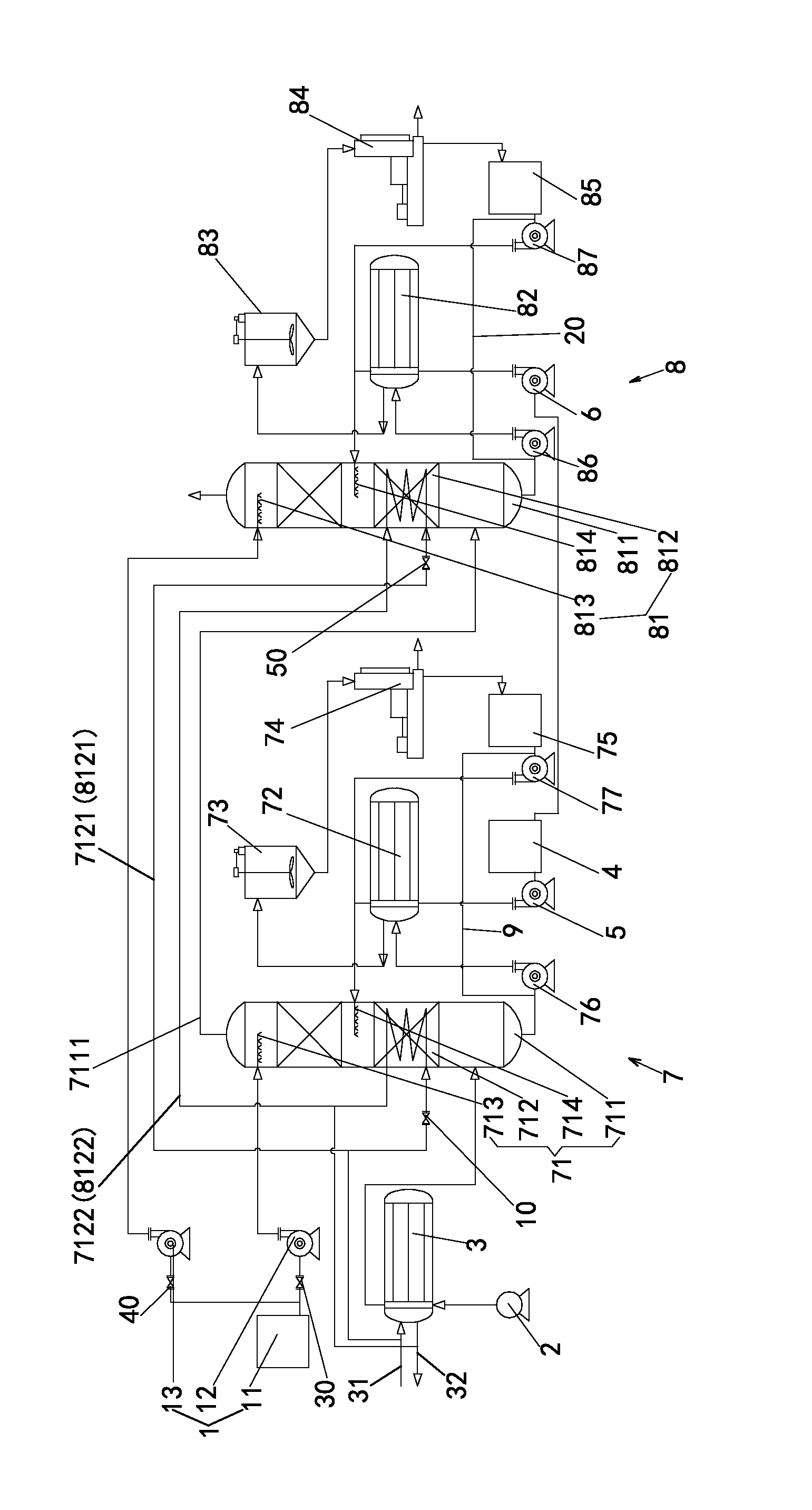 System and process for trapping sulfur dioxide and carbon dioxide by ammonia absorption at atmospheric pressure