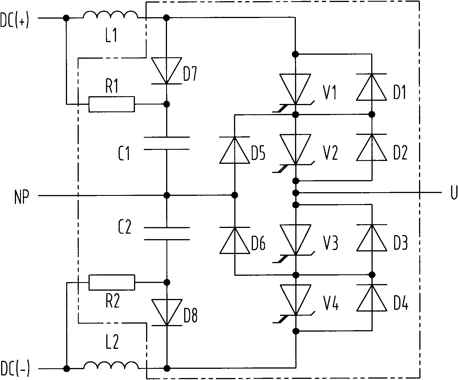 Phase module for three-level integrated gate-commutated thyristor frequency converter