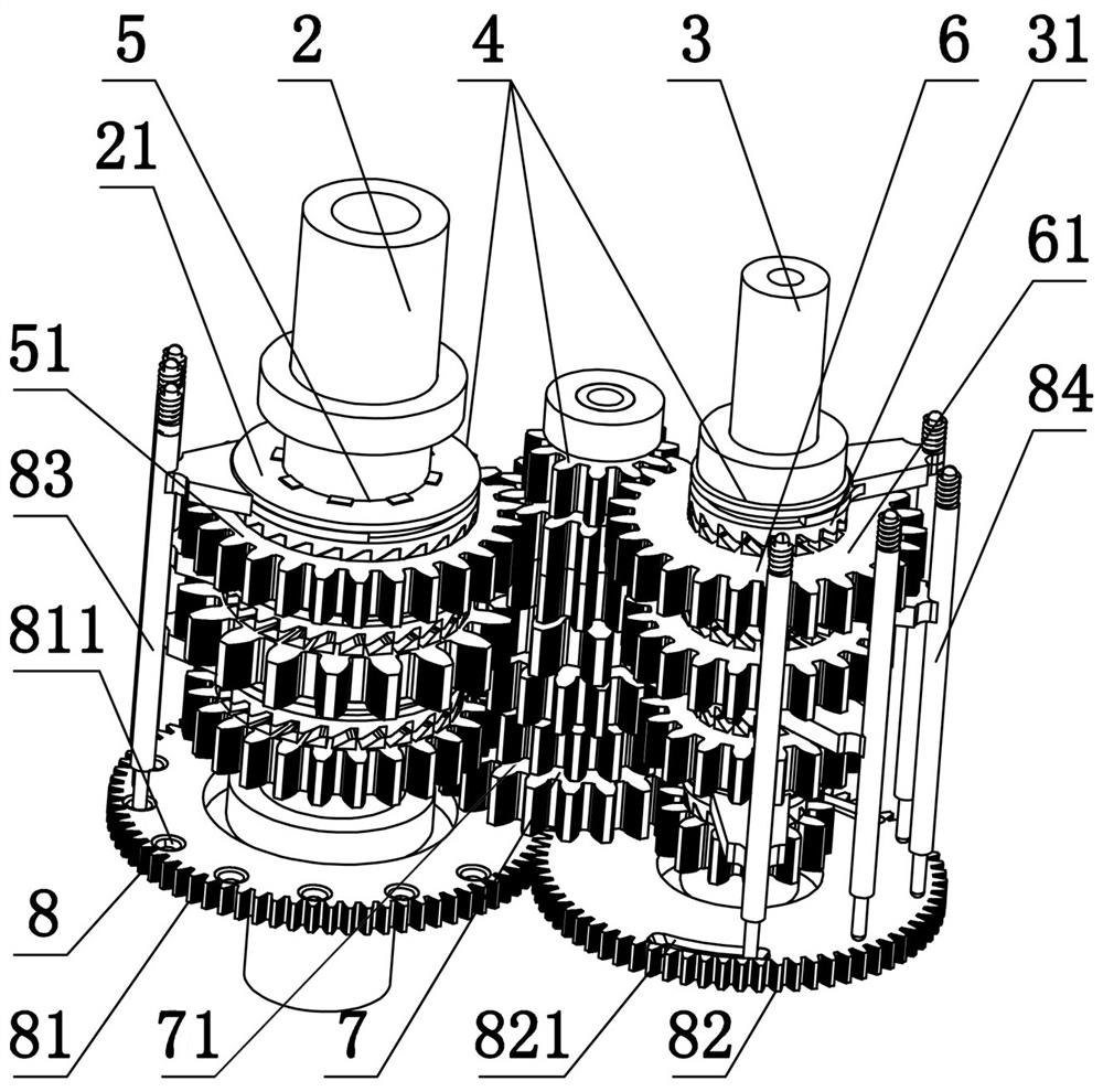 Gearbox in center shaft of bicycle