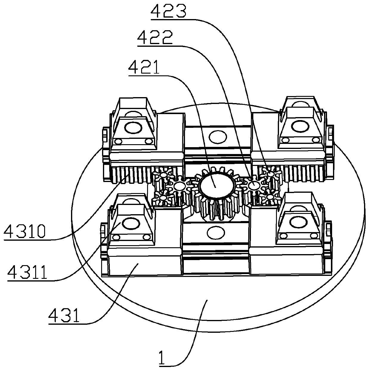 Dual-motor drive assembly clamping jaw capable of simultaneously stretching out and drawing back in two-way mode