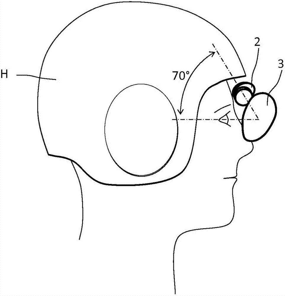 Head-borne viewing system comprising crossed optics