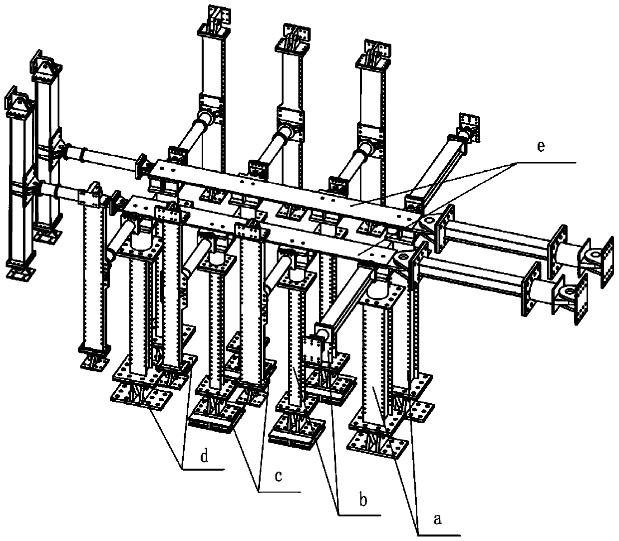 Adjustable stiffness support system for strength test of aircraft vertical stabilizer and fuselage connection