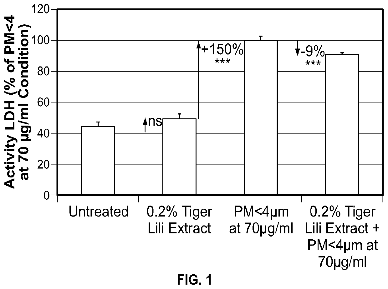 Topical composition comprising a small RNA tiger lily extract and method of cosmetic care to reduce skin signs of aging