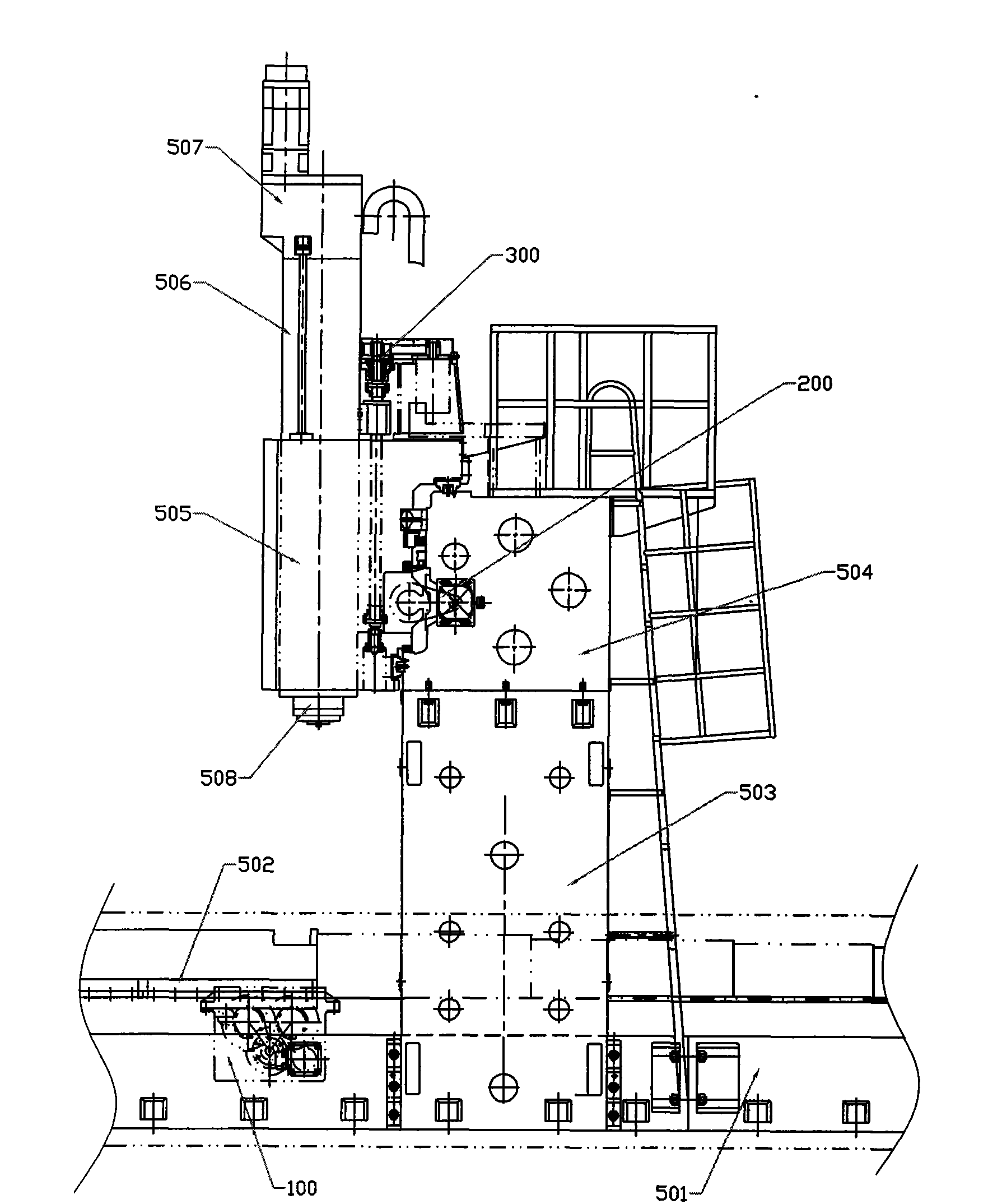 High-precision fixed beam type digital control plane milling and boring machine