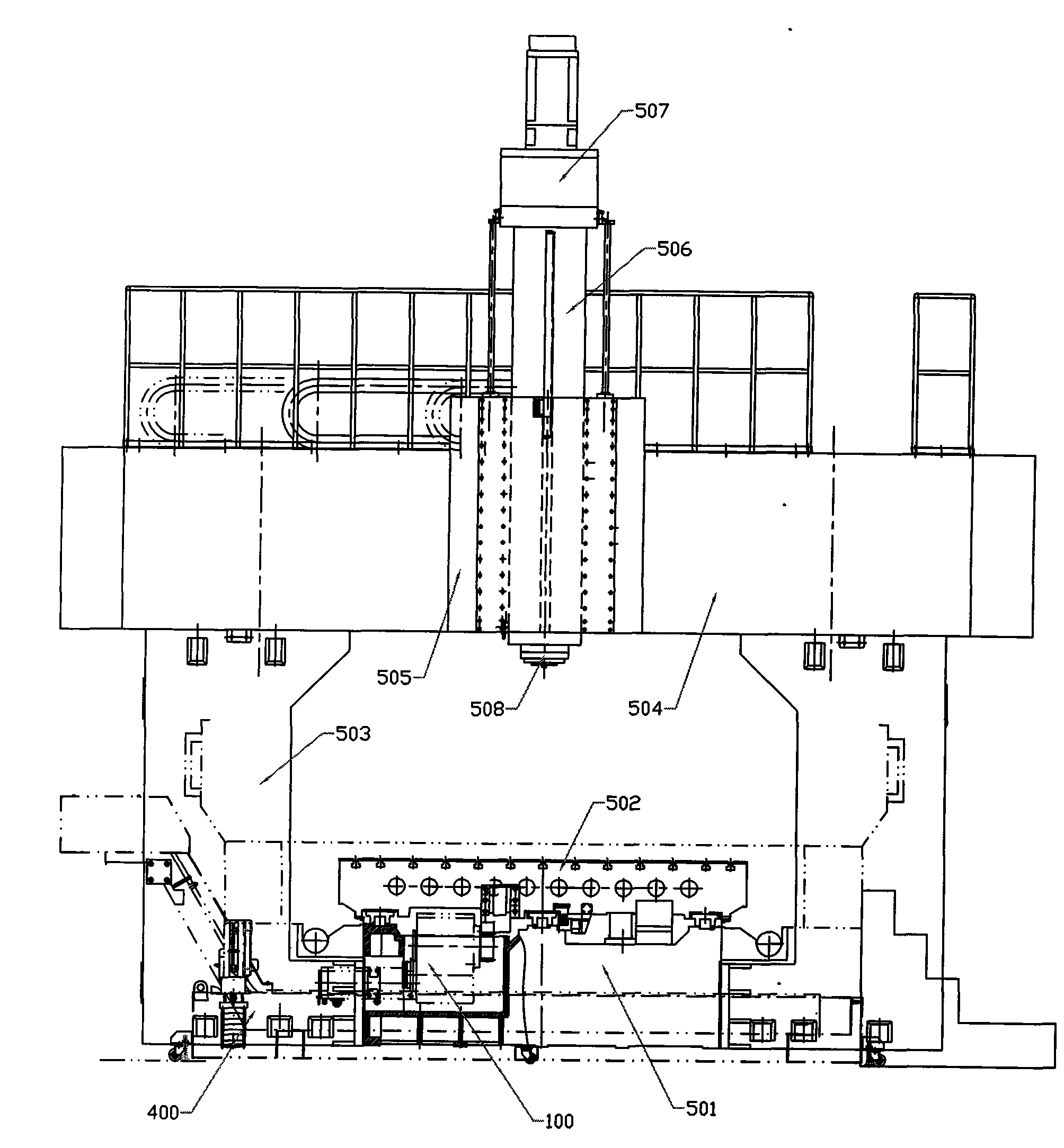 High-precision fixed beam type digital control plane milling and boring machine