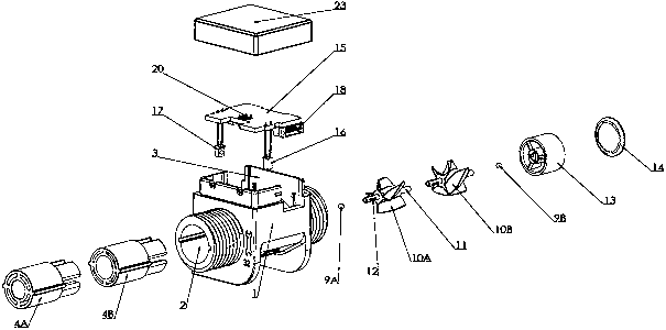 Photoelectric through-beam turbine flowmeter and its probe embedded injection molding process