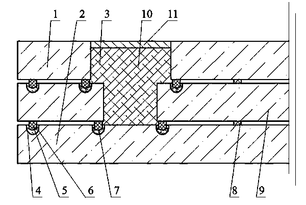 Microwave-heated planar double-vacuum-layer glass edge-sealed and port-sealed by using sealing grooves, and preparation method thereof