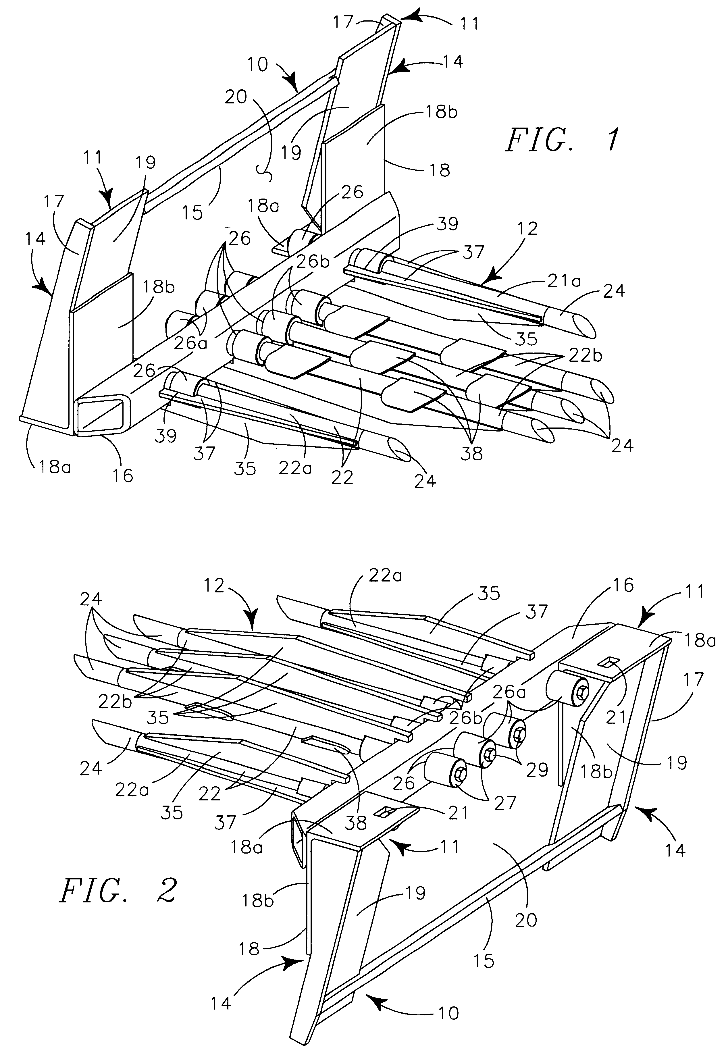 Tine structure for bare root tree and stump extracting tool