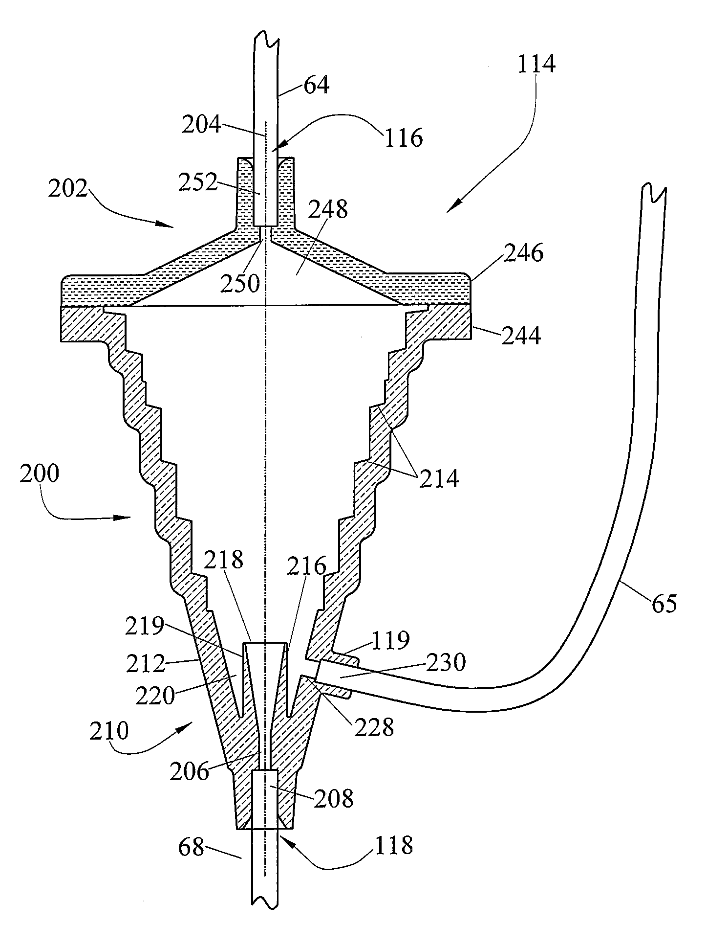 System for blood separation with side-tapped separation chamber