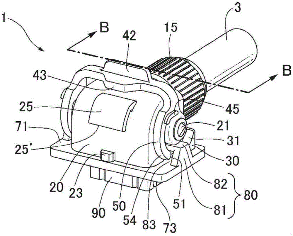 Connector device with locking means and connector for use therein