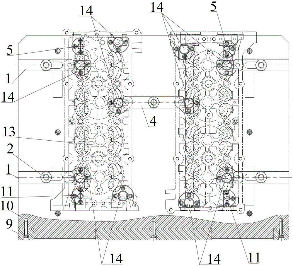 Engine cylinder head end face drilling and milling method