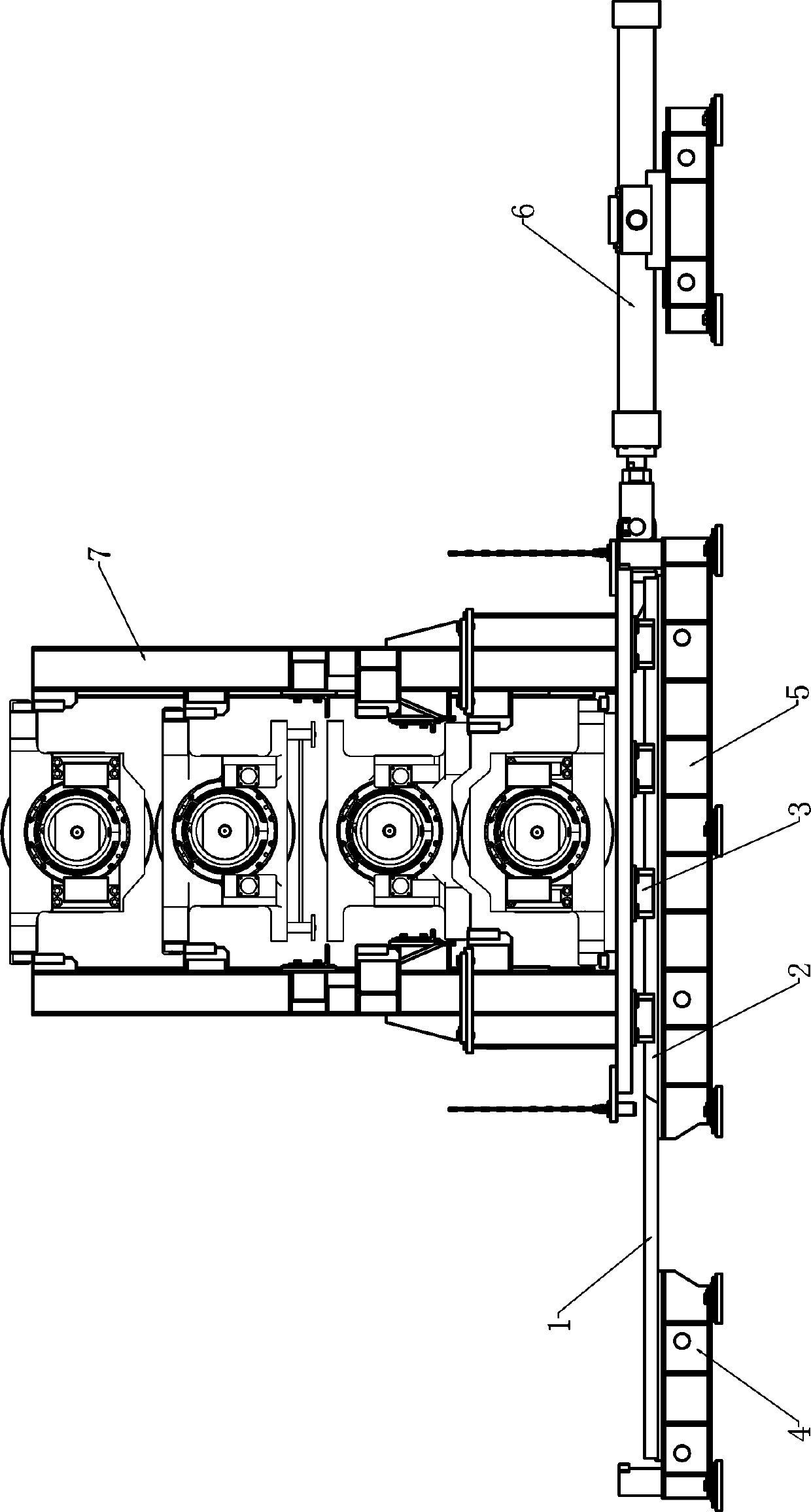 Temper mill transmission side segmented linear guide rail roller replacement transverse moving device and using method thereof