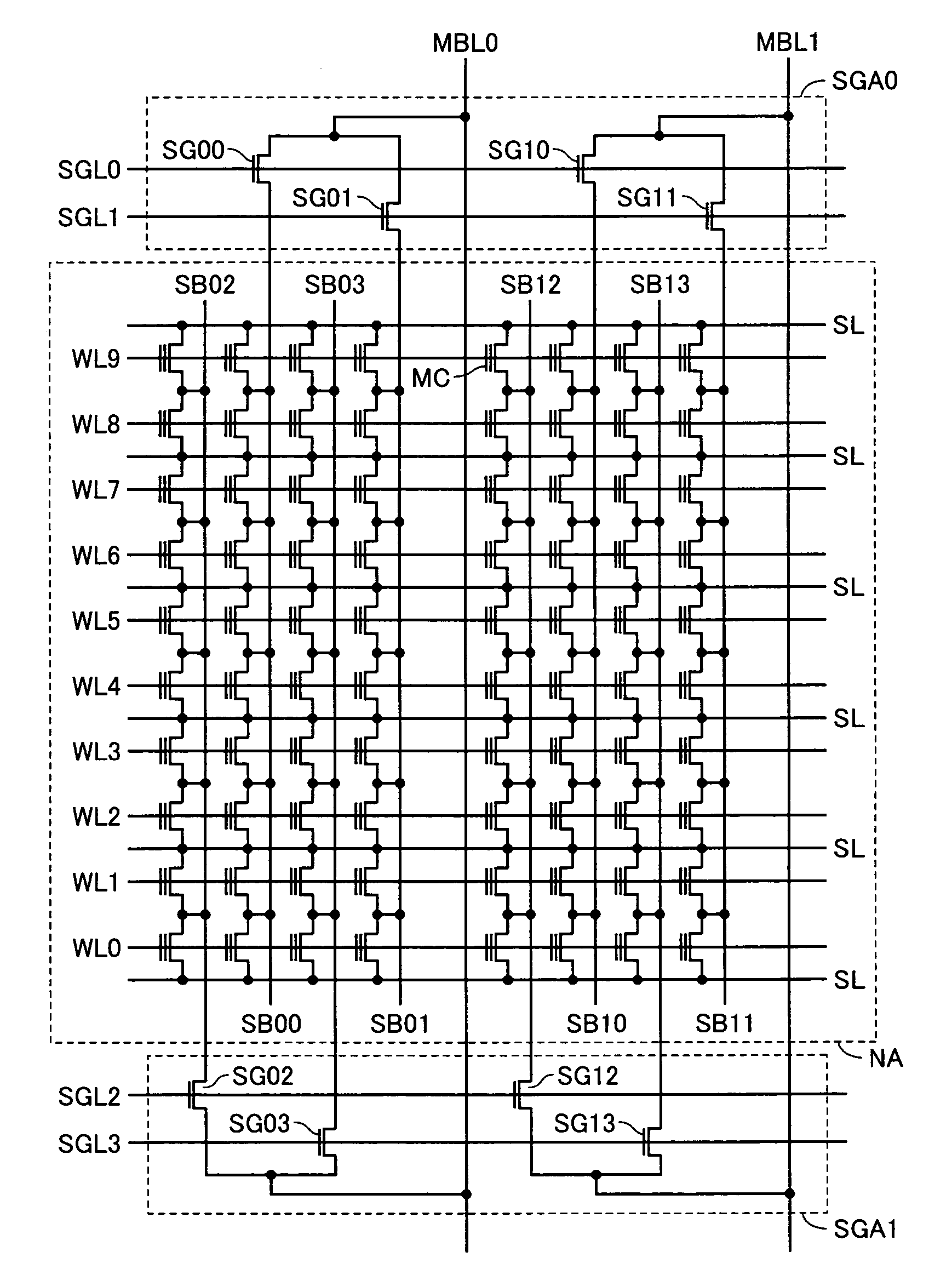 Nonvolatile semiconductor memory device including high efficiency and low cost redundant structure