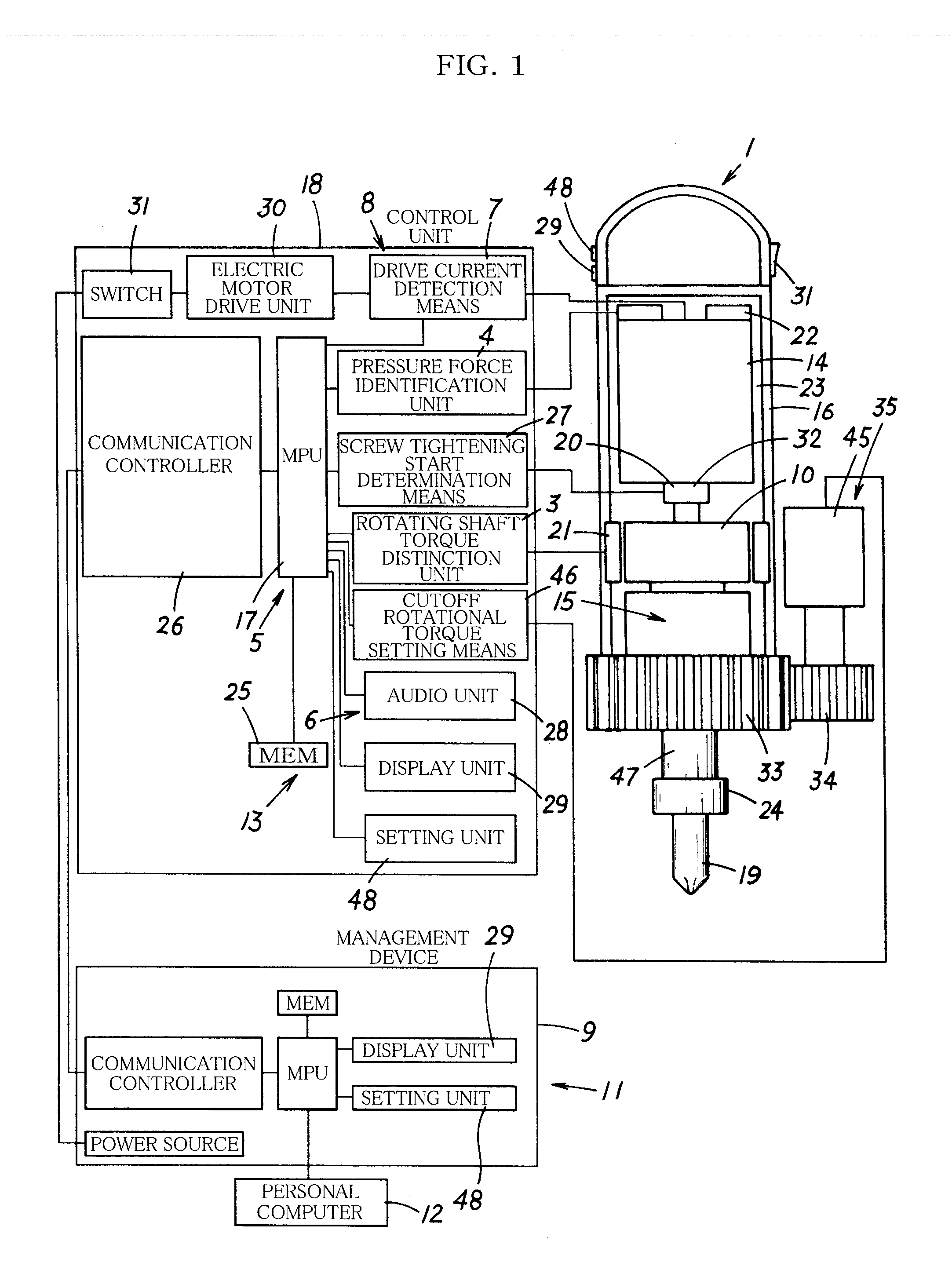 Screw tightening diagnostic device and electric driver