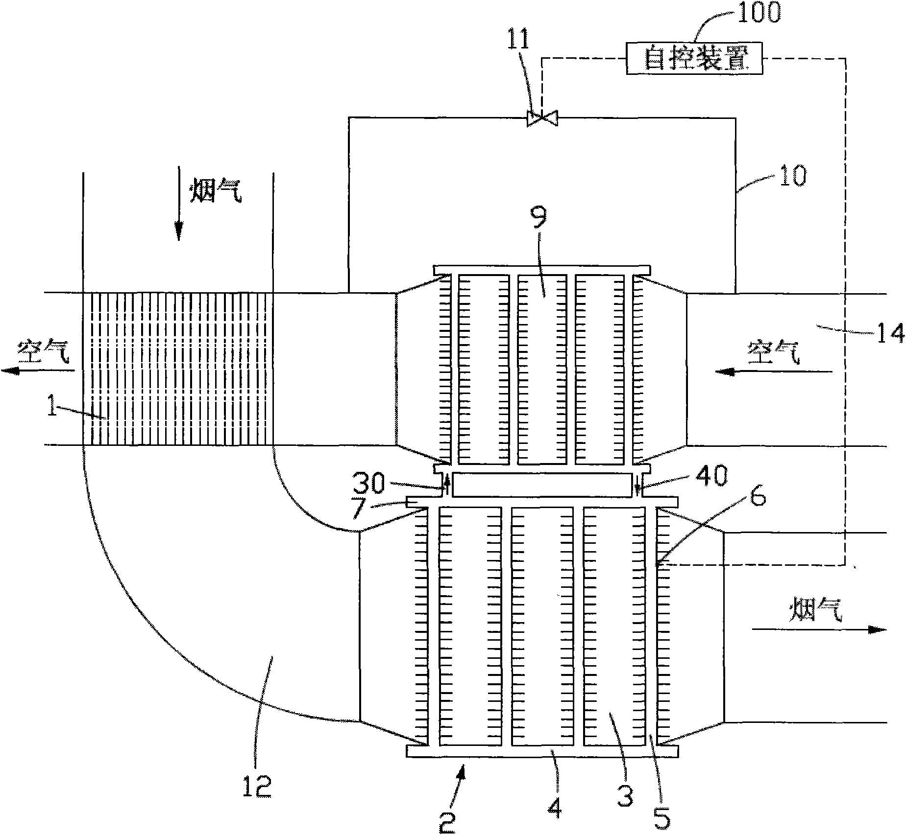 Flue-gas waste heat reclaiming system