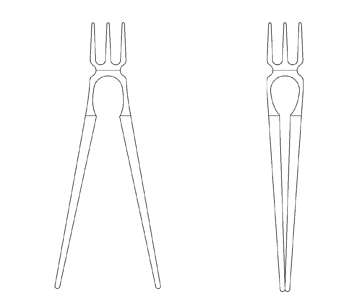 Chopsticks with fork, chopsticks with spoon and chopsticks with fork and spoon